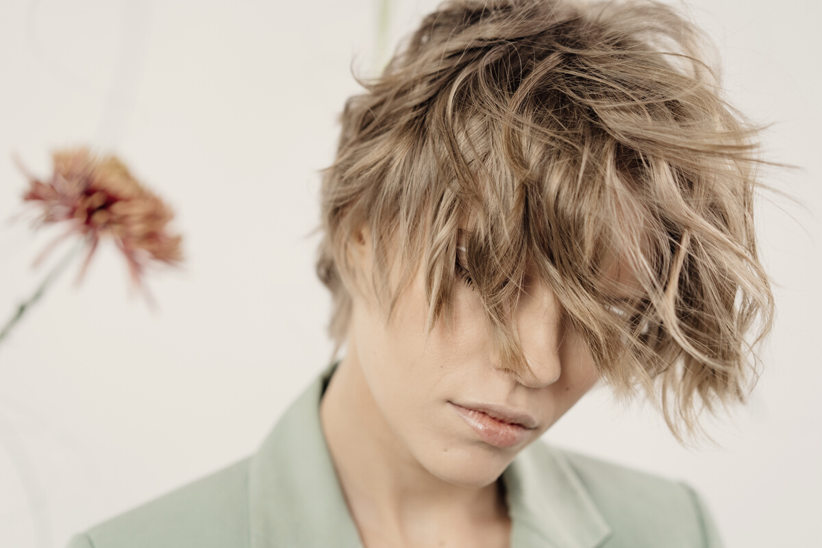 Woman With Blonde and Short  Messy Hairstyle